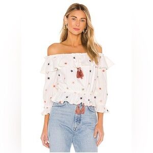 EUC Majorelle Dover Linen Embroidered Star Top as seen on Revolve